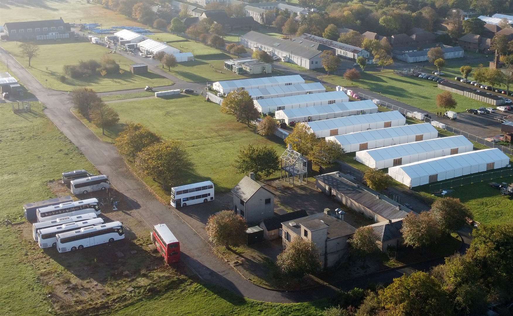 A view of the Manston immigration short-term holding facility from above. Picture: PA