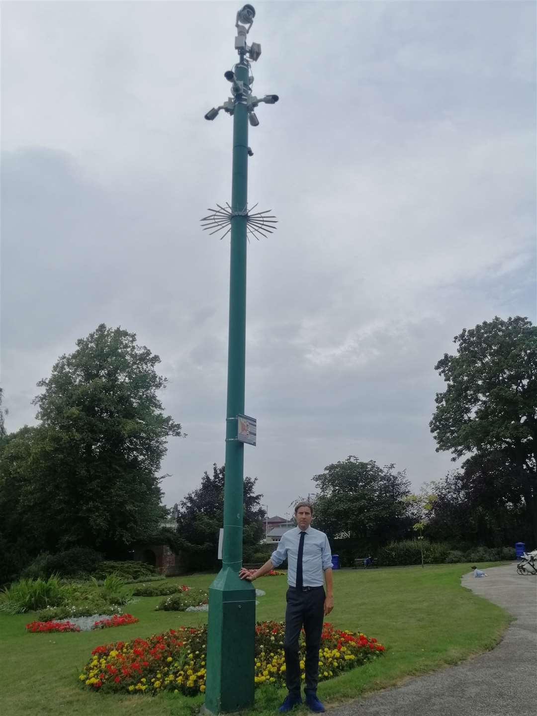 Tony Harwood alongside a CCTV column in Brenchley Gardens