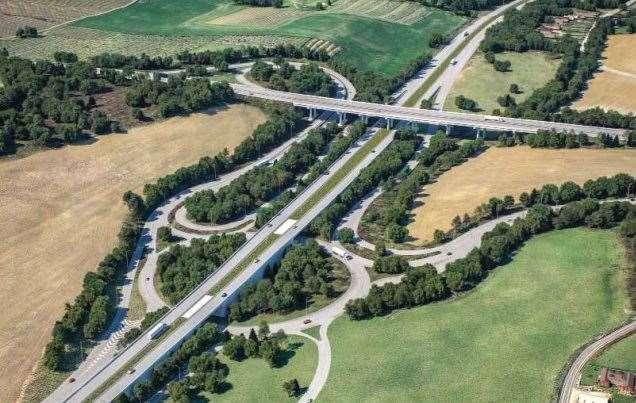 A design of how the new flyover at Stockbury roundabout at the junction with the M2 and A249 could look