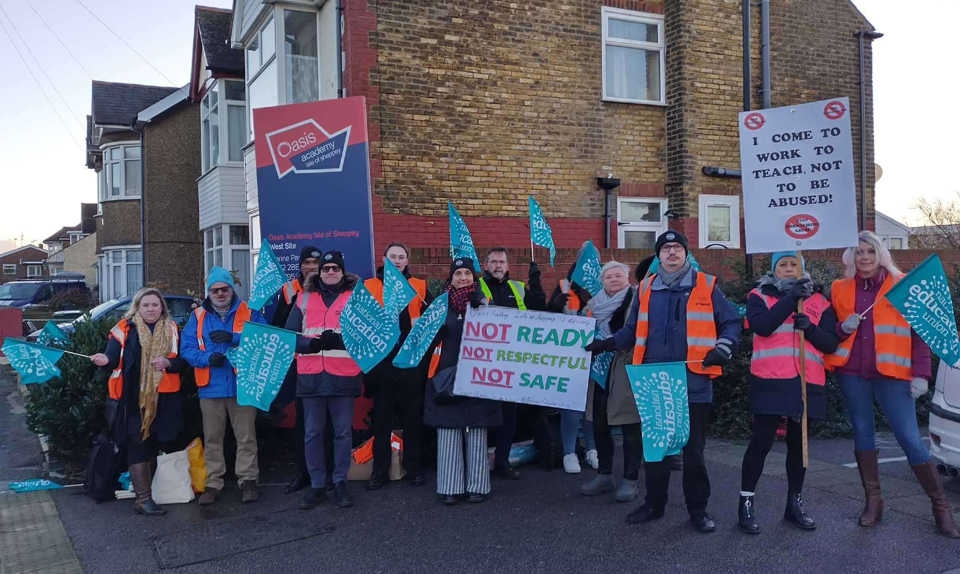 Teachers from Oasis Academy on the Isle of Sheppey strike over pupils' safety and behaviour. Picture: NEU