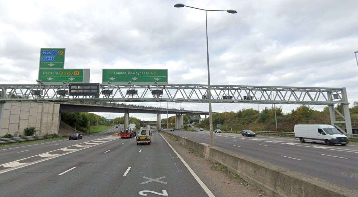 The accident happened near the Darenth Interchange. Picture: Google Maps