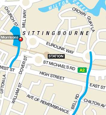 Where the two streams are situated in Sittingbourne