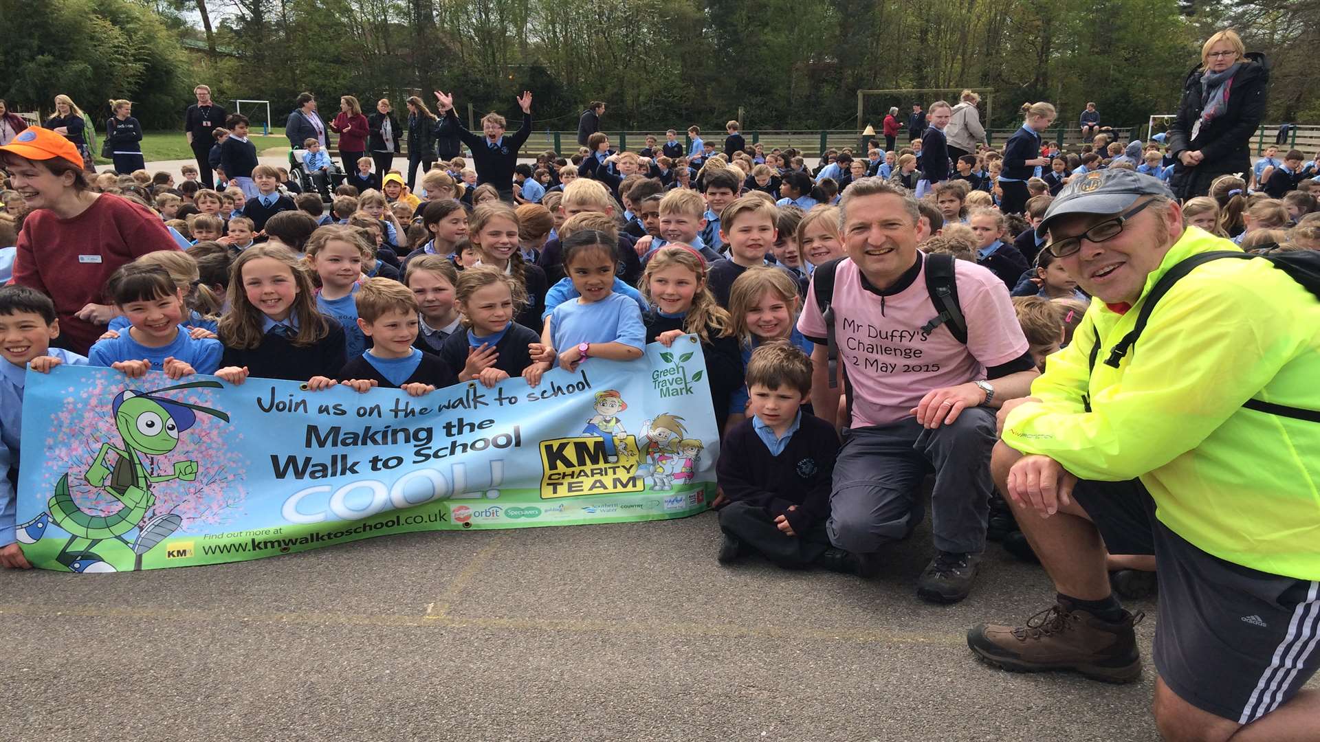 Mr Duffy and Mr Newman received a warm welcome from the 21 Sevenoaks schools they visited during the sponsored walk.