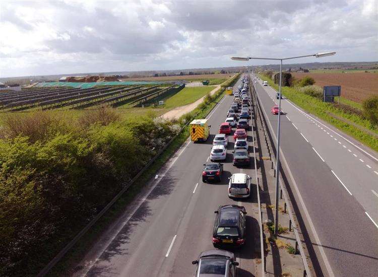 The crash caused long delays on the A299. Picture: Timothy Wooding (5225647)