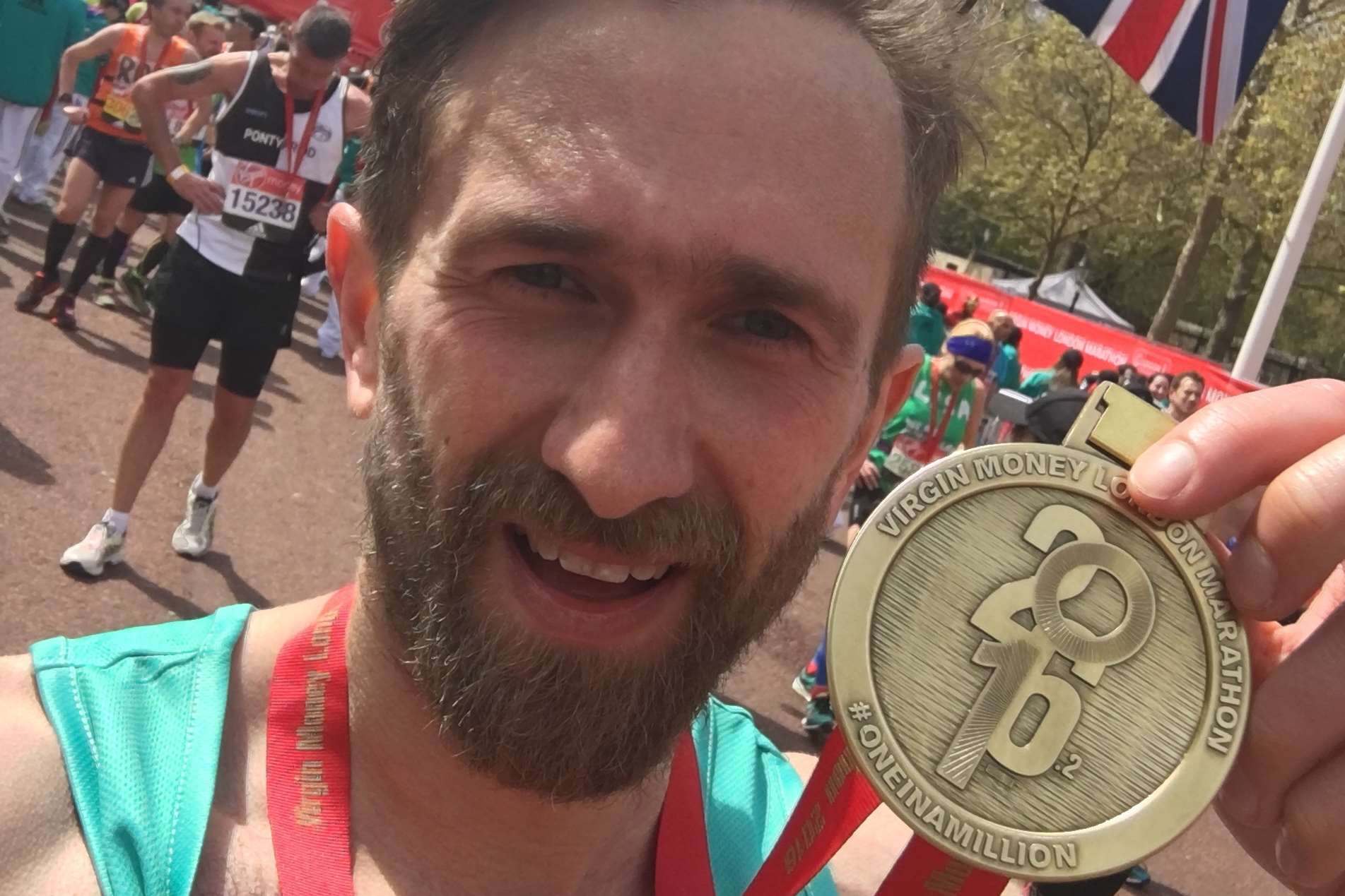 Mark Mooney ran the marathon in three hours 19 minutes.