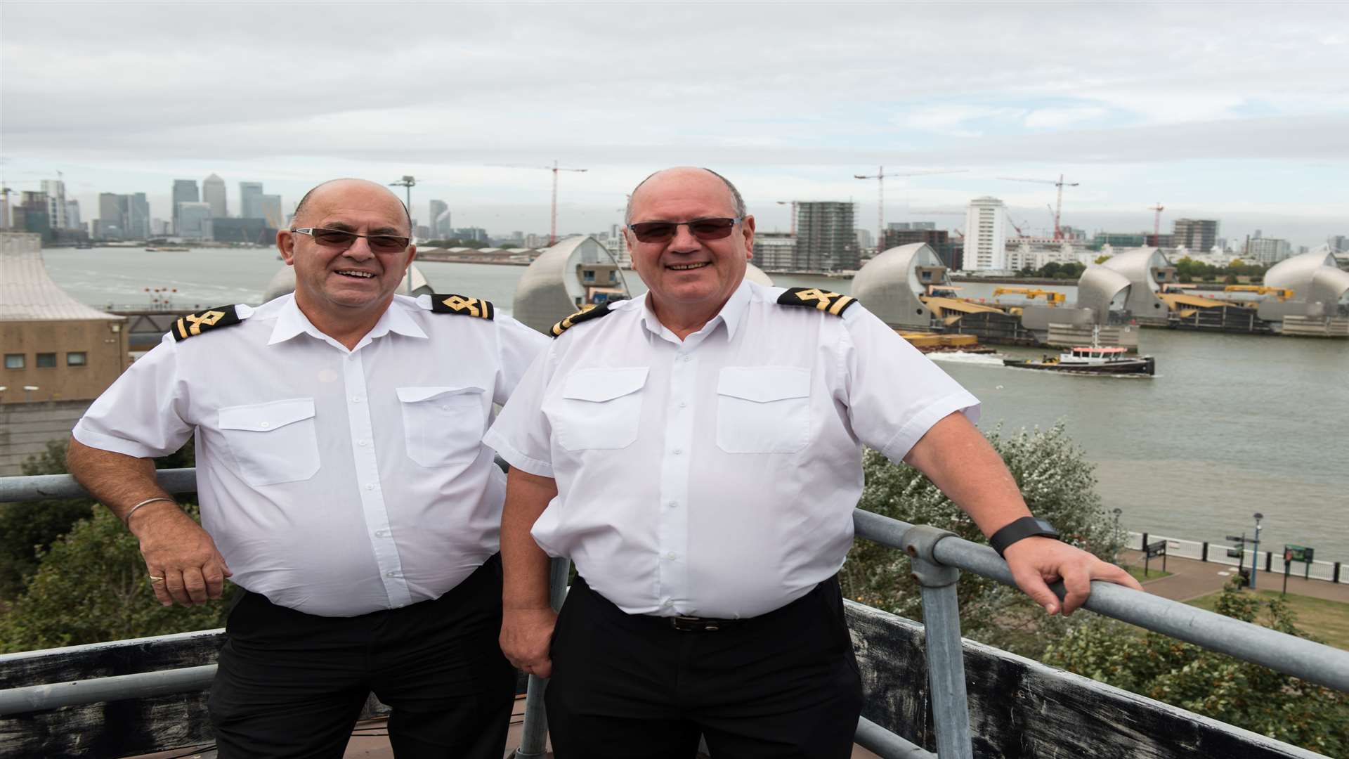 Brian Arterton and Ray MacLean worked together as a watch at Thames Barrier Navigation Centre and have retired on the same day.