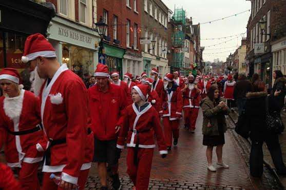 A sea of Santas in Rochester High Street.
