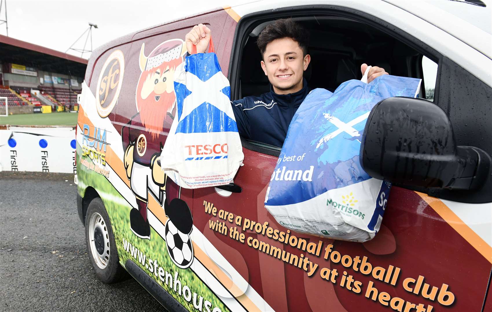 HOME ADVANTAGE: Stenhousemuir players brought food directly to people’s houses.