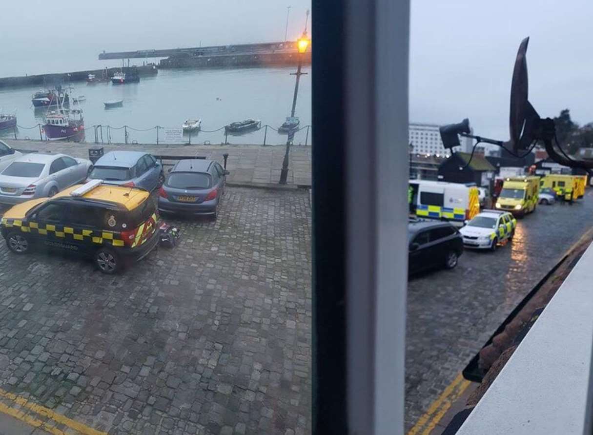 Police and the Coastguard turned up at the harbour this morning. Picture: Jodie Bullen