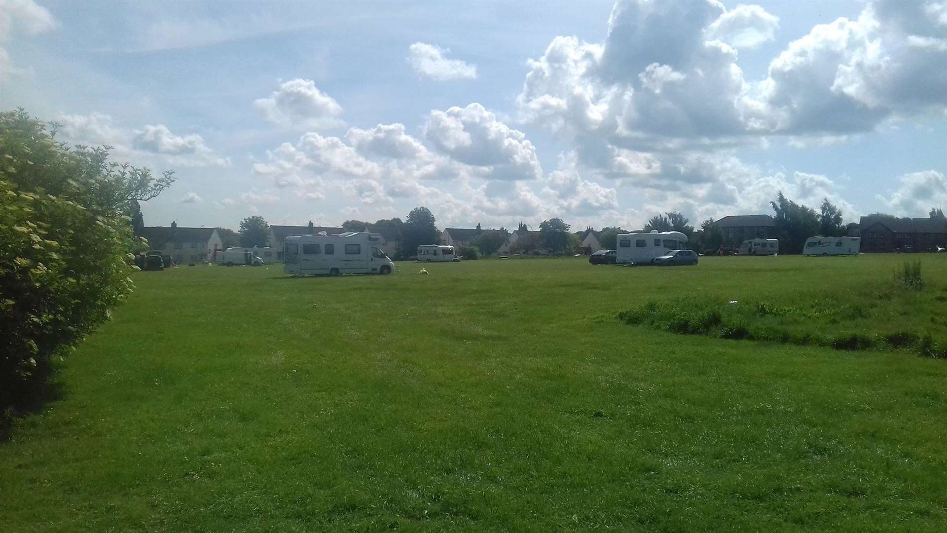 Travellers set up camp on Shepway Green, much to the dismay of local American Football club, Kent Phoenix. Photos: Ian Miles (2335407)
