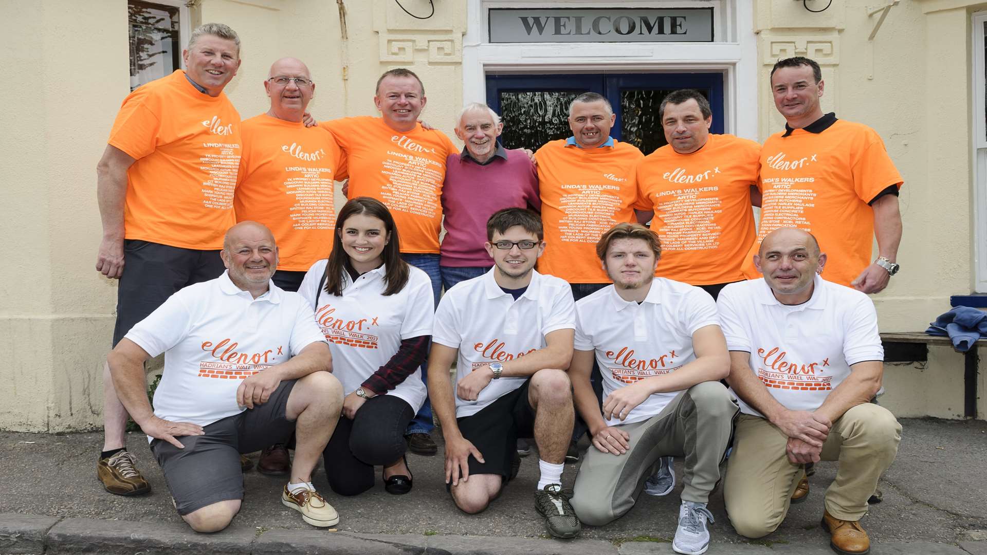 Trevor King, with friends and family members, about to set off from the Lads of the Village pub