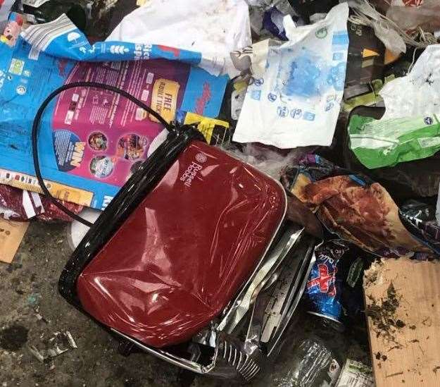 A toaster is among items that have been found in recycling bins in the Canterbury district. Picture: Canterbury City Council