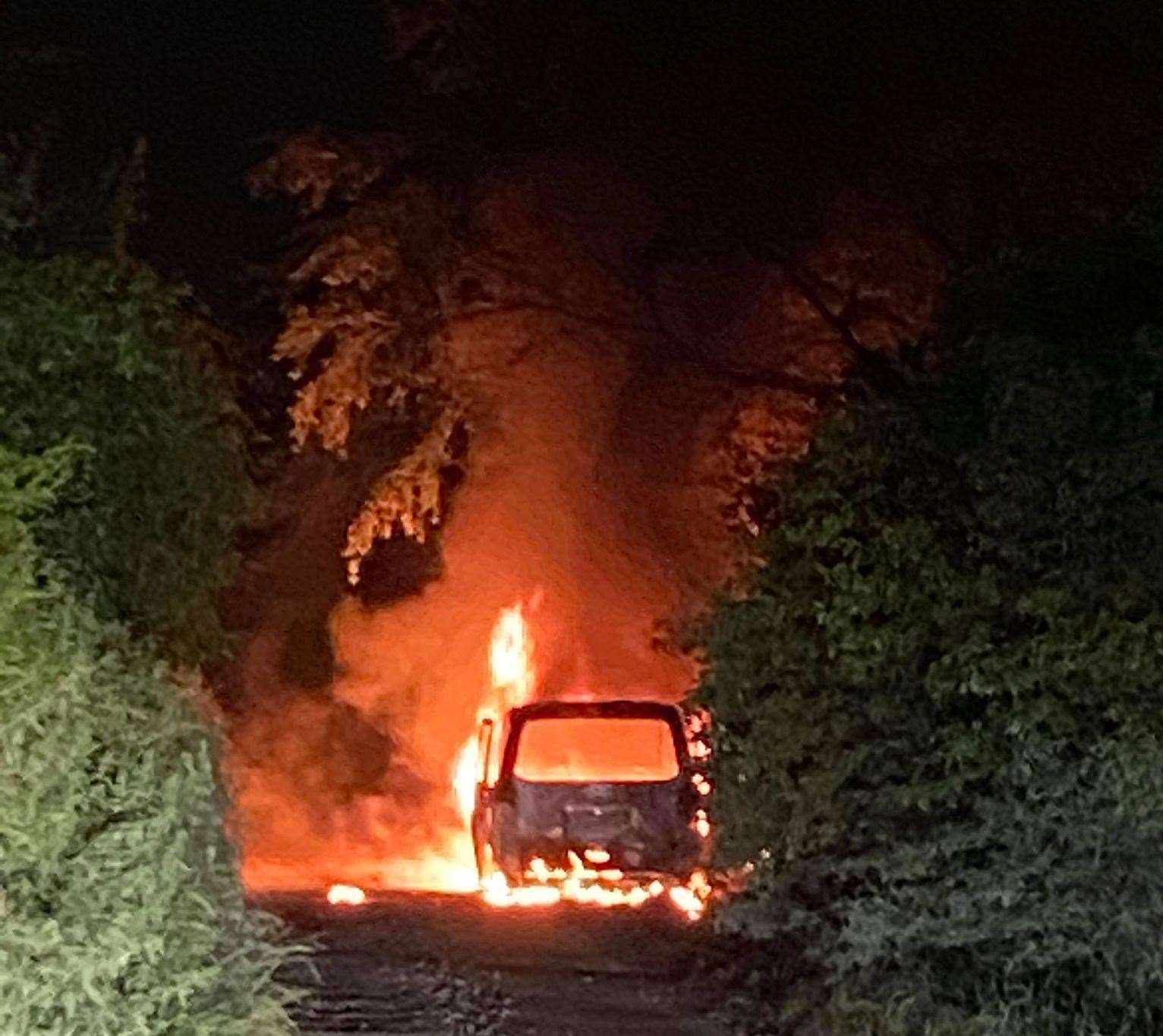 A van was set on fire in Pilgrims Road, Halling. Picture by Scott Pierce