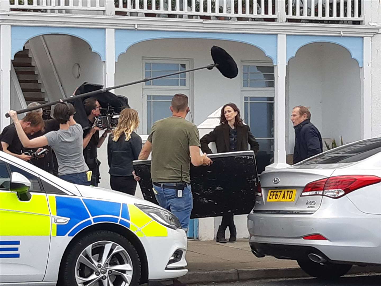 Liar 2: Joanne Froggatt and Katherine Kelly are seen filming in Deal, Kent