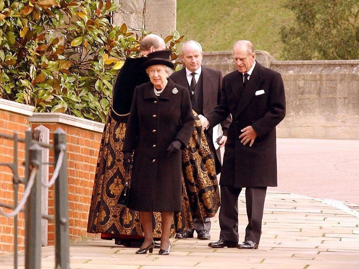 The Queen and Philip at the funeral of her aunt, Princess Alice (John Stillwell/PA)