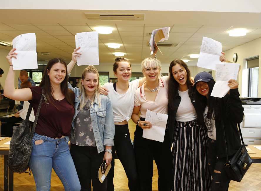 Valley Park School students celebrate their results.