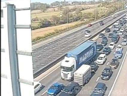 Traffic is building on the approach to the Dartford Bridge following a police led incident. Photo: National Highways