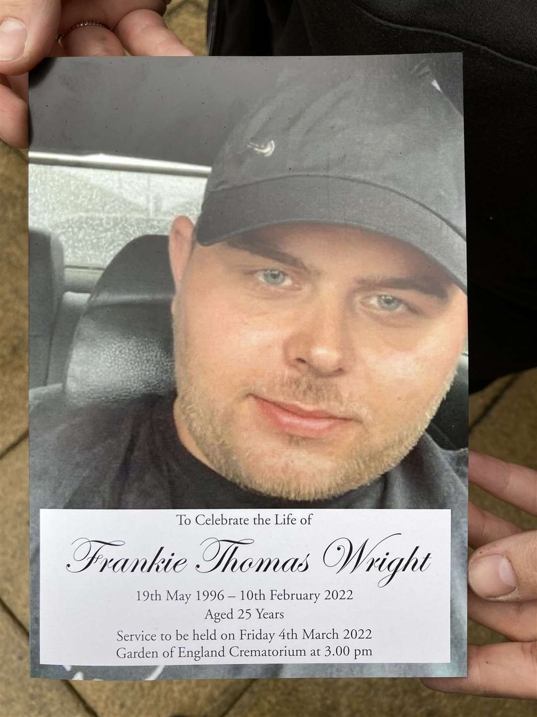 Frankie Wright's funeral at the Garden of England crematorium, Bobbing