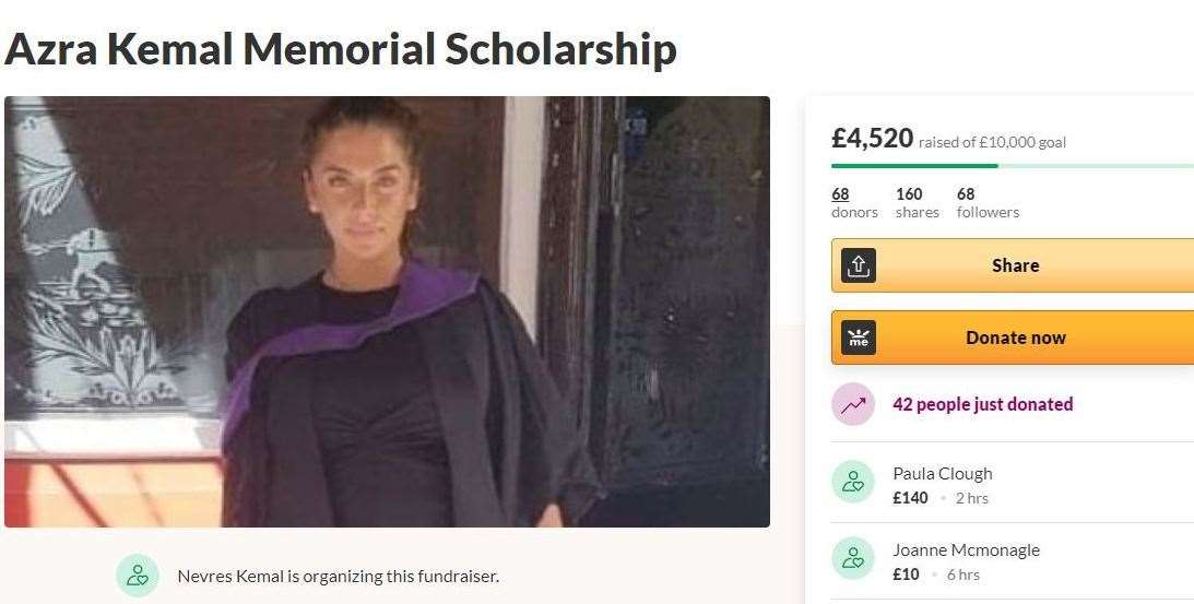 A GoFundMe page for Azra Kemal's memorial scholarship