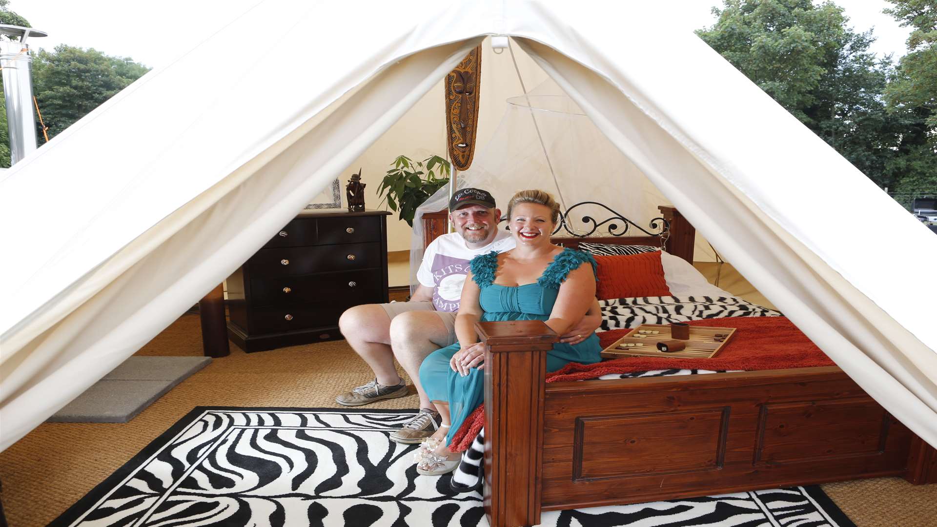 Owners Ami and Mark Culver in the Mamadou African themed tent