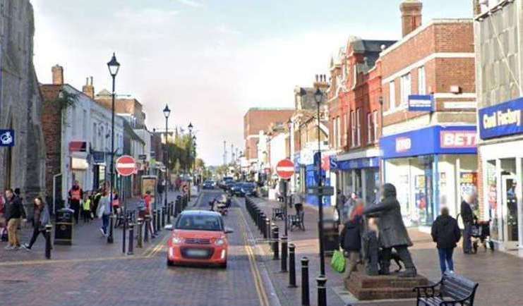 Sittingbourne town centre is being plagued by anti-social behaviour such as groups of men drinking in the street. Picture: Google