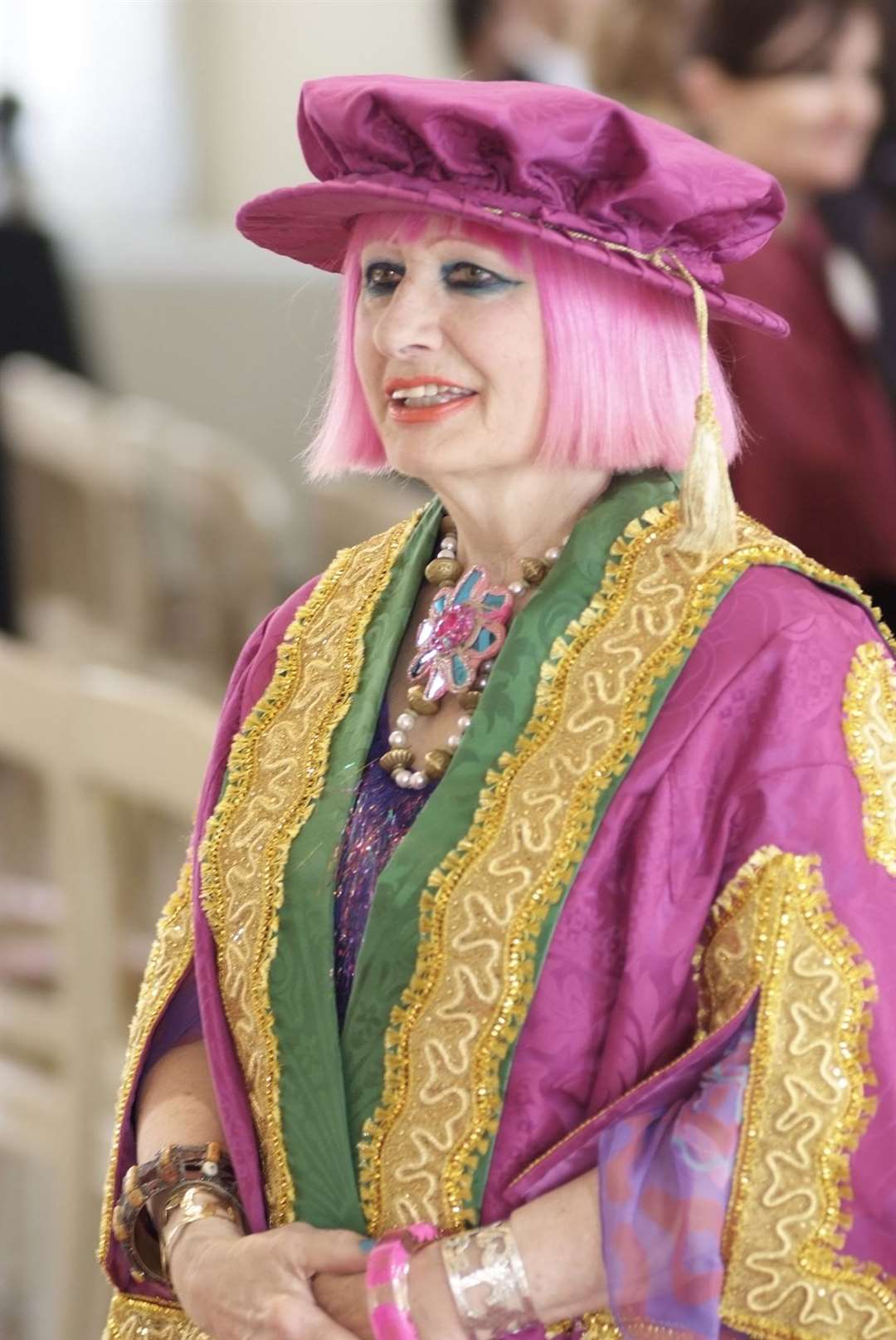 Dame Zandra is installed as chancellor of UCA at a ceremony in Rochester Cathedral in May 2010 in robes she designed herself