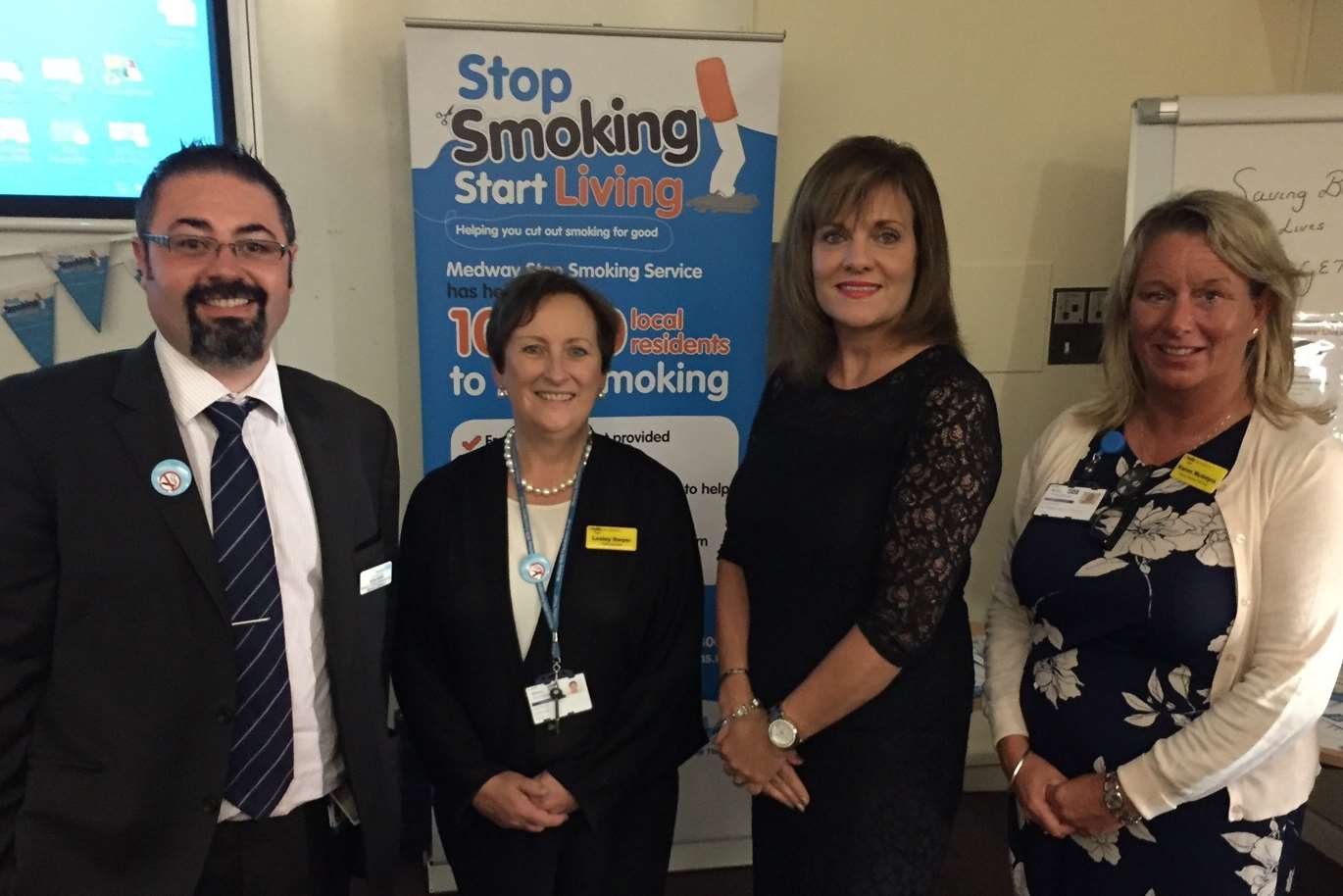 Saving Babies Lives - James Lowell, hospital Chief Executive Lesley Dwyer, Lisa Fendall from BBC Three's Misbehaving Mums, and Karen McIntyre