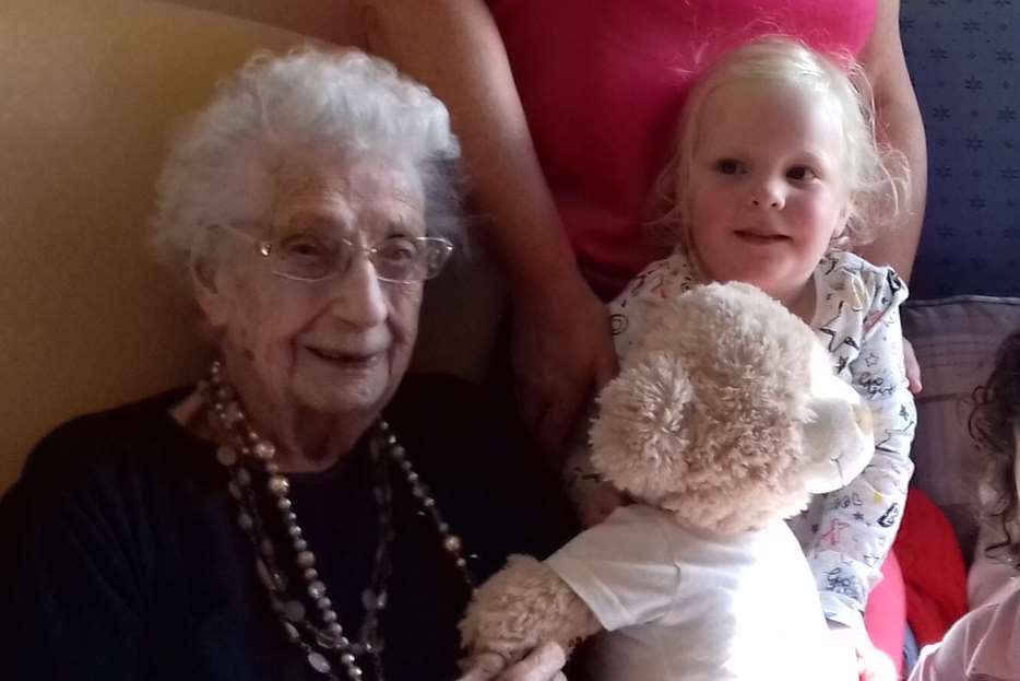 The 103 year-old with the three year old.