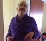 Bill Roache's daughter Pamela Singh said this photo of her father sashaying down the hall in her mum's dressing gown is one of her favourites of him