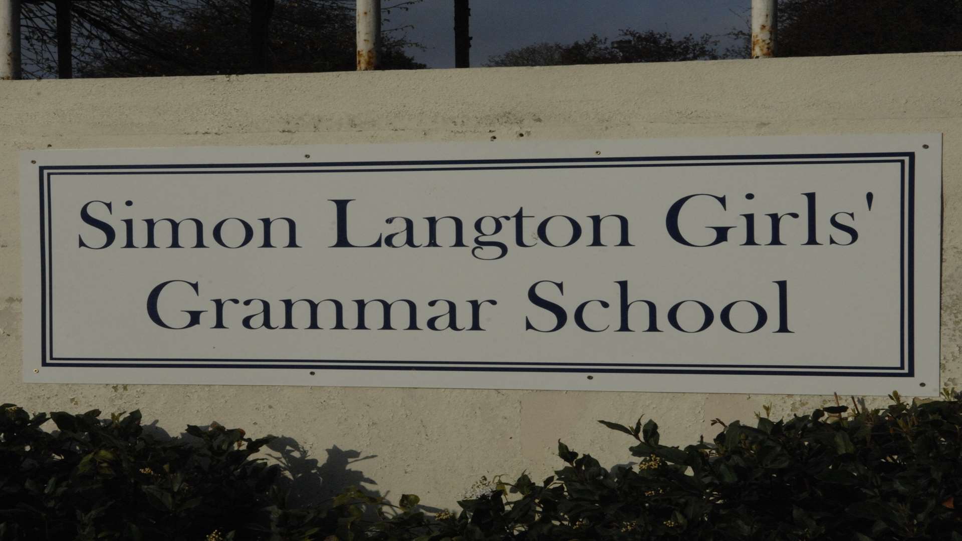 The school sign at Simon Langton Girls Grammar School