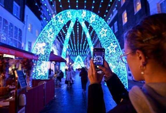 Some of the spectacular festive illuminations at the Christmas Lights switch-on in the West End on Friday, November 12. Picture: PA
