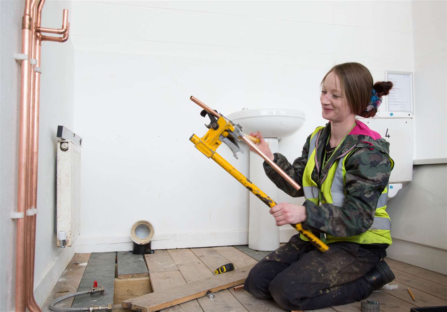 Ashleigh Carpenter, pictured while training to become a plumber. Picture: East Sussex College Group