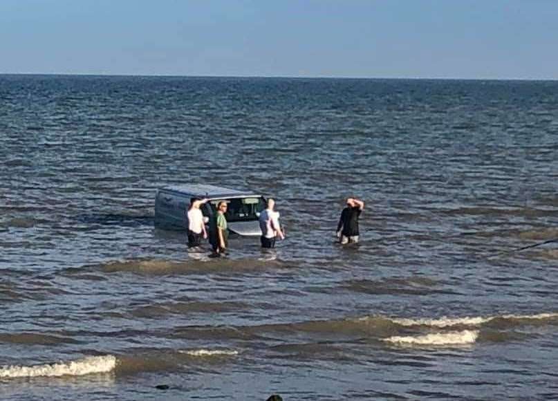 It is not clear how the van ended up in the water. Photo: Susan Pilcher