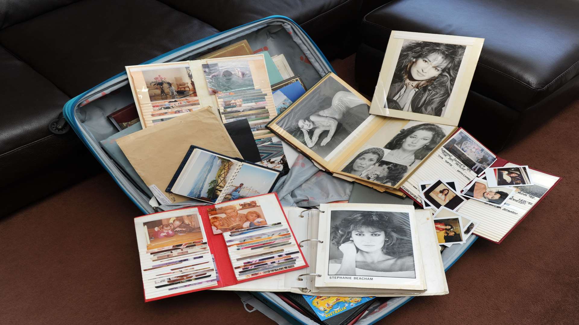 A suitcase in amongst a pile of fly-tipped rubbish contained thousands of pictures of actress Stephanie Beacham