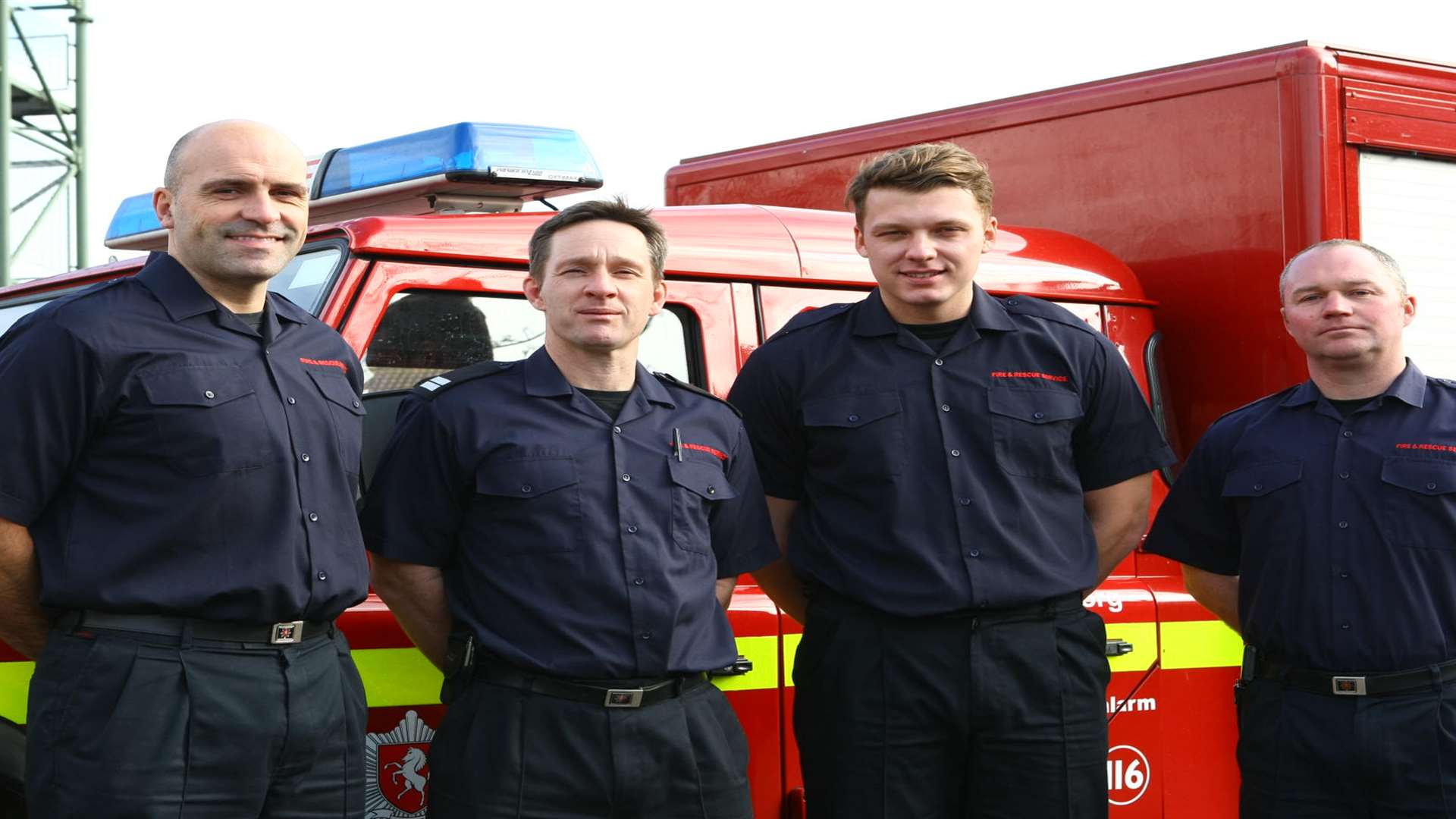 Firefighters Jamie Dodd, Paul Evans, Oliver Flood, Brad Rebbeck
