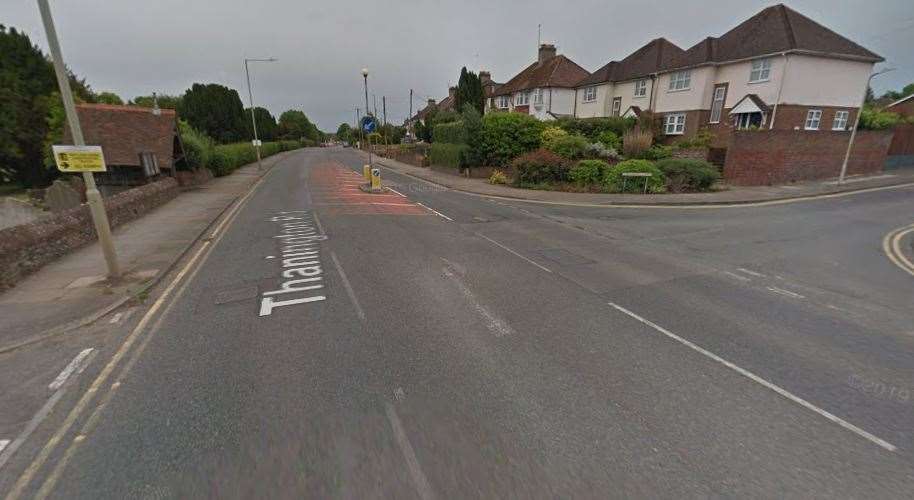 The location of the burst main on the A28 in Thanington. Google street view (23338480)