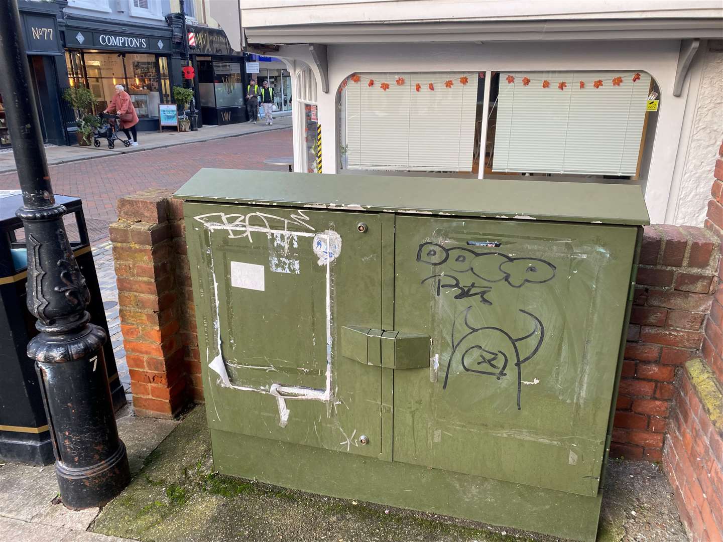 Faversham town centre has a number of BT phone relay boxes which graffiti artists target