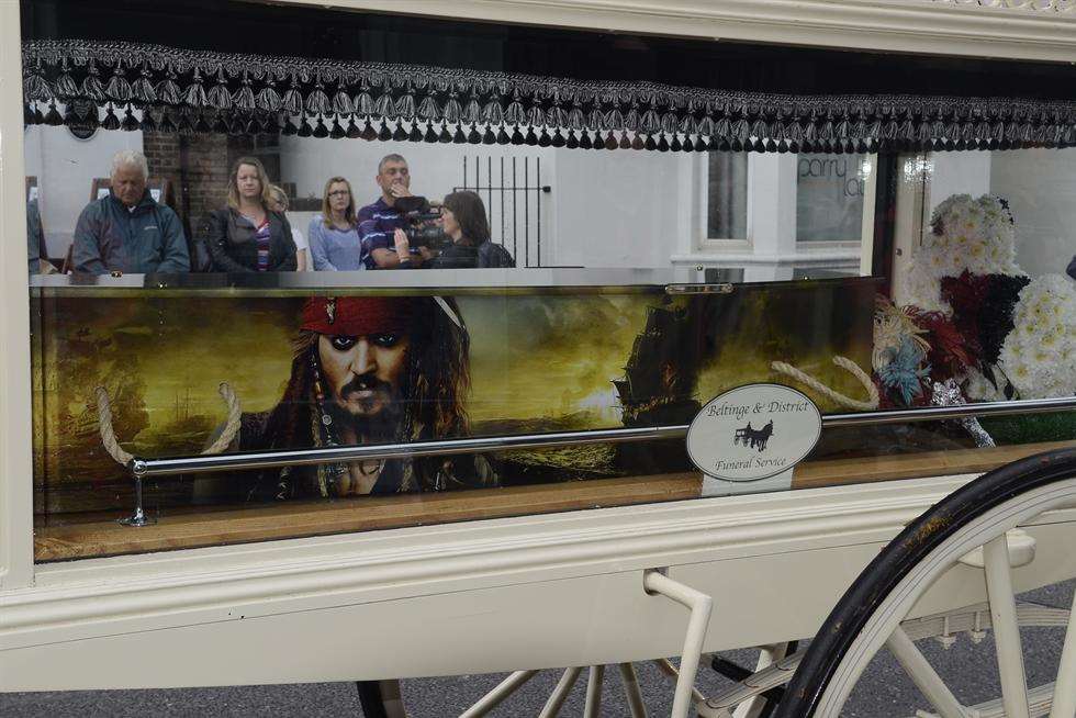 The funeral cortege for Reece Puddington, with Jack Sparrow coffin