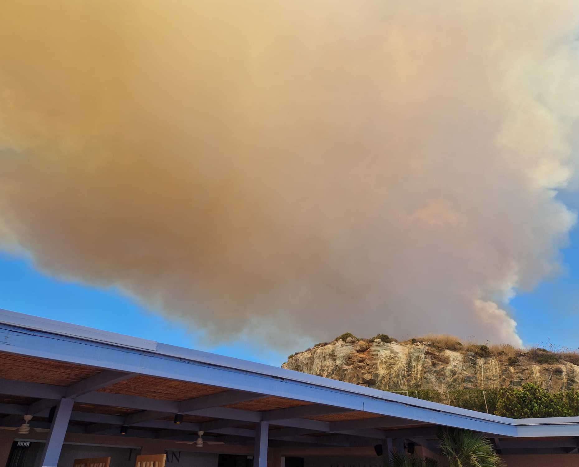 Thick smoke from the fire in Rhodes. Picture: Leigh Buckwell