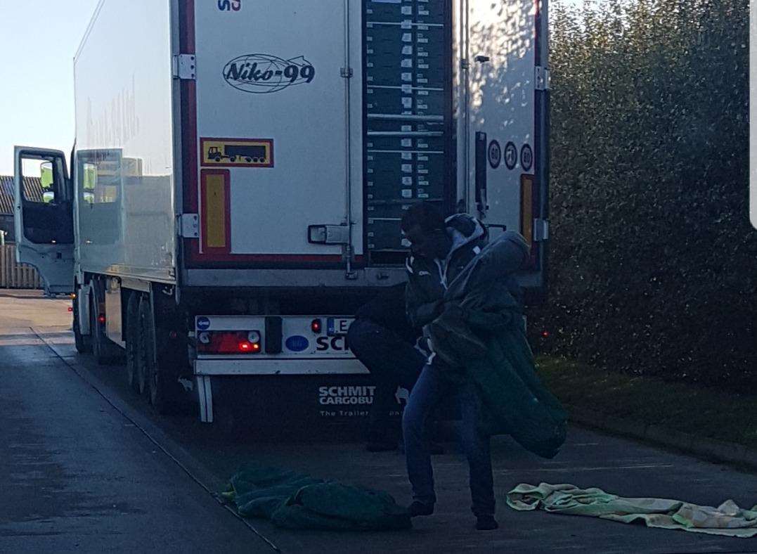 Around 15 suspected migrants were seen fleeing the back of a lorry in Seven Mile Lane, Mereworth (5198210)