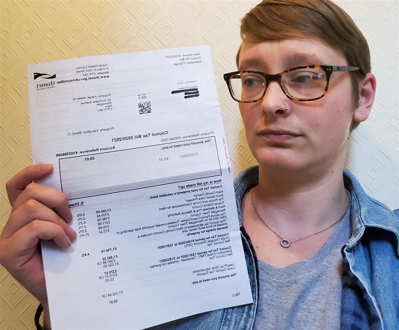 Ms Venn says she was filled with anger when she received the bill from Thanet District Council