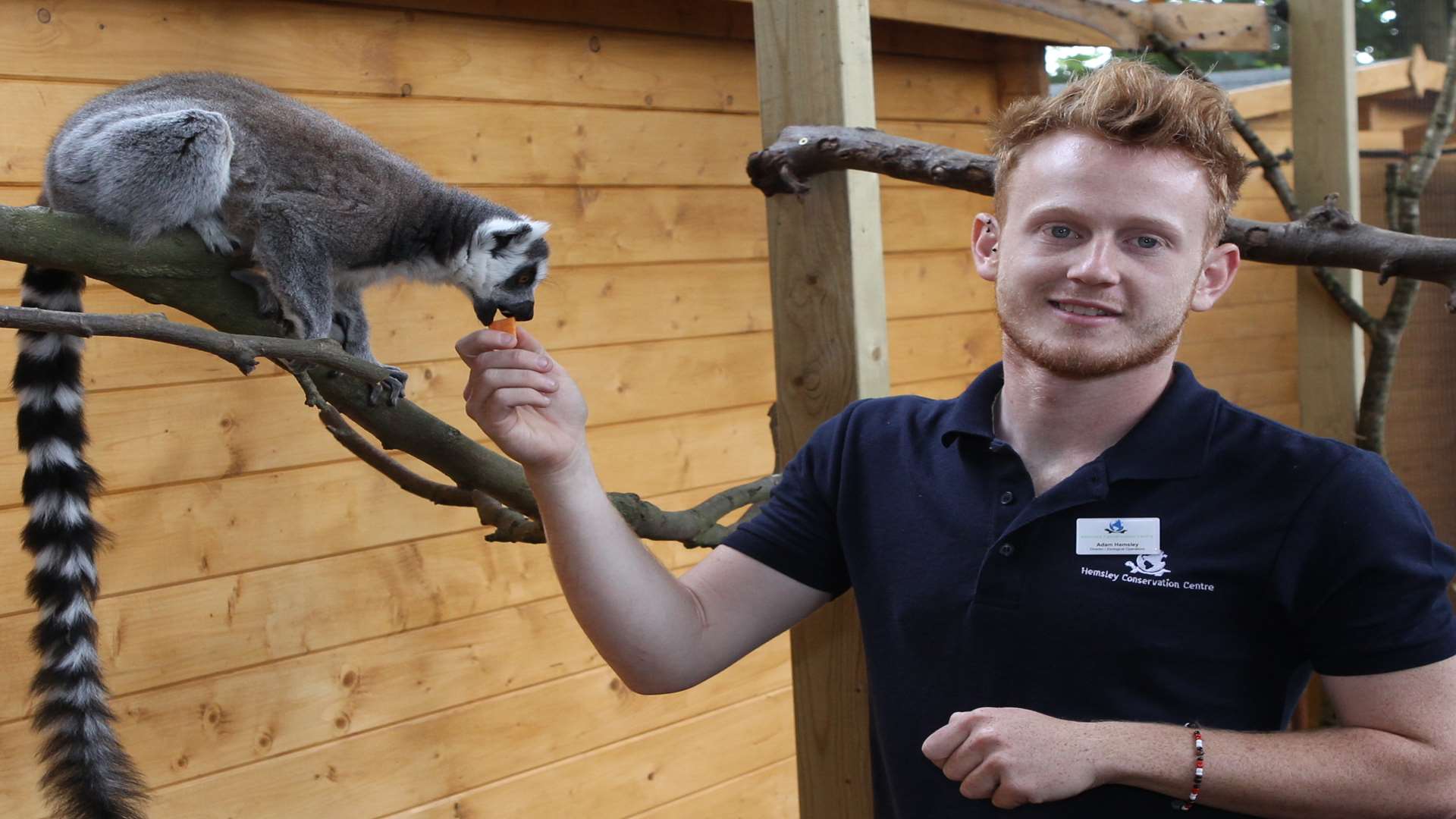 Director Adam Hemsley with a lemur
