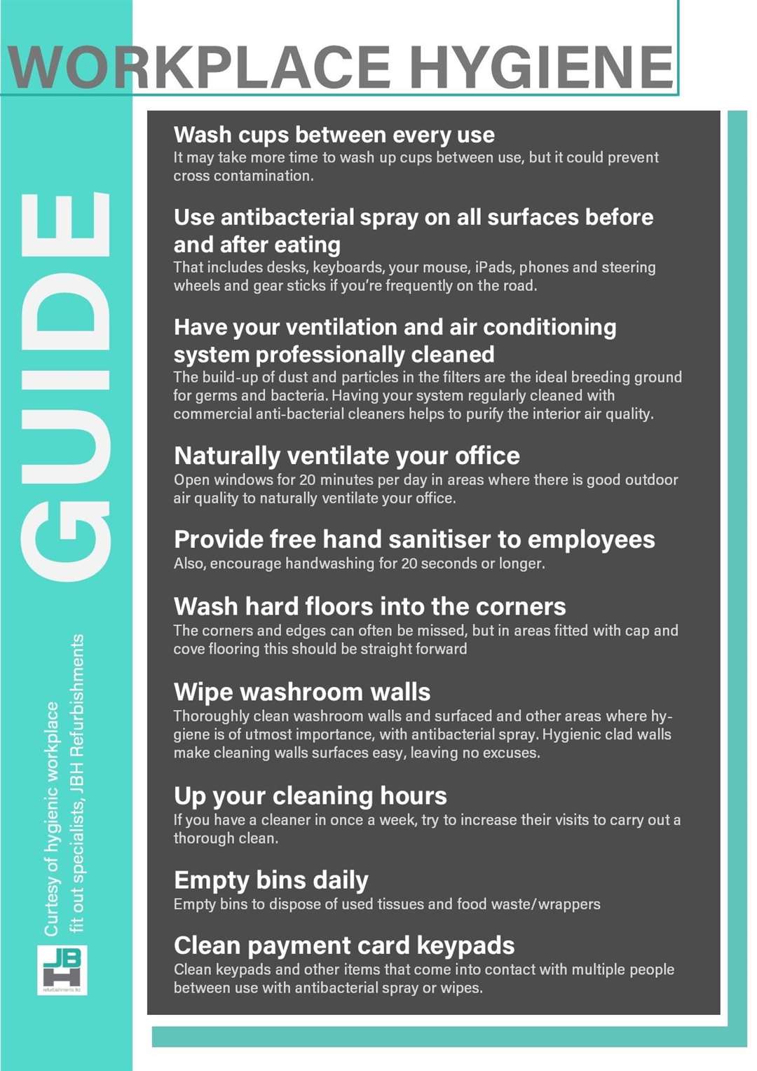 JBH Refurbishment's guide to hygiene in the workplace