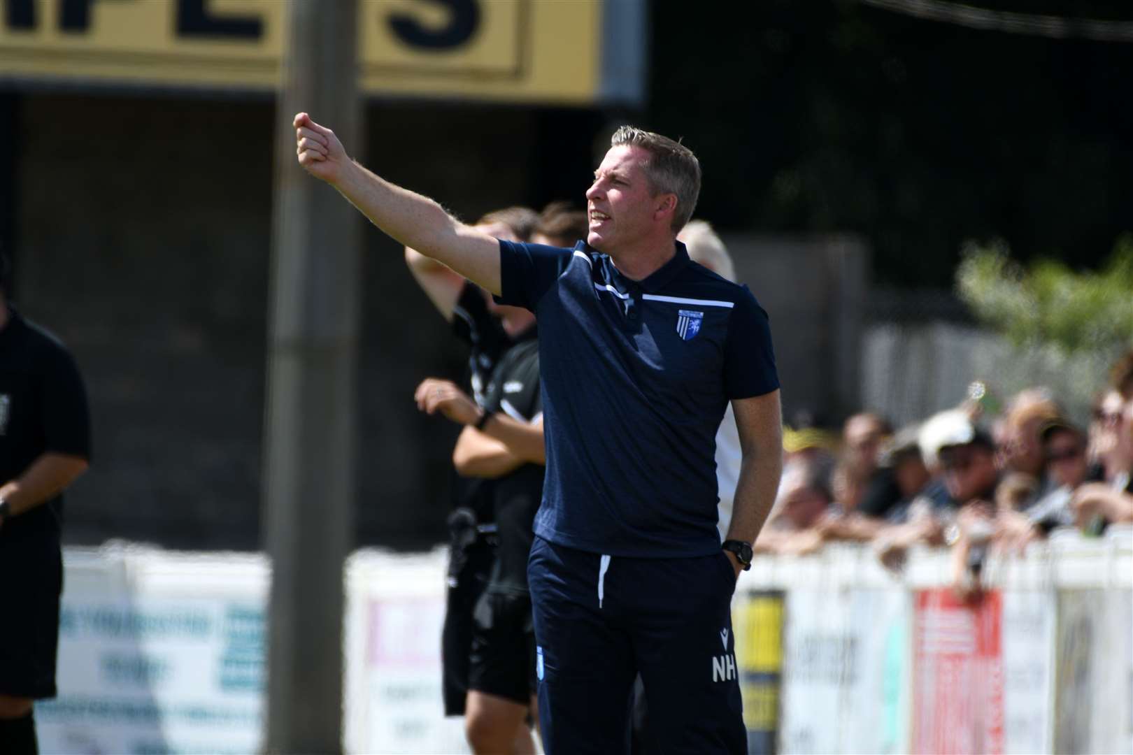 Manager Neil Harris watches the Gills at Cheriton Road last Saturday. Picture: Barry Goodwin