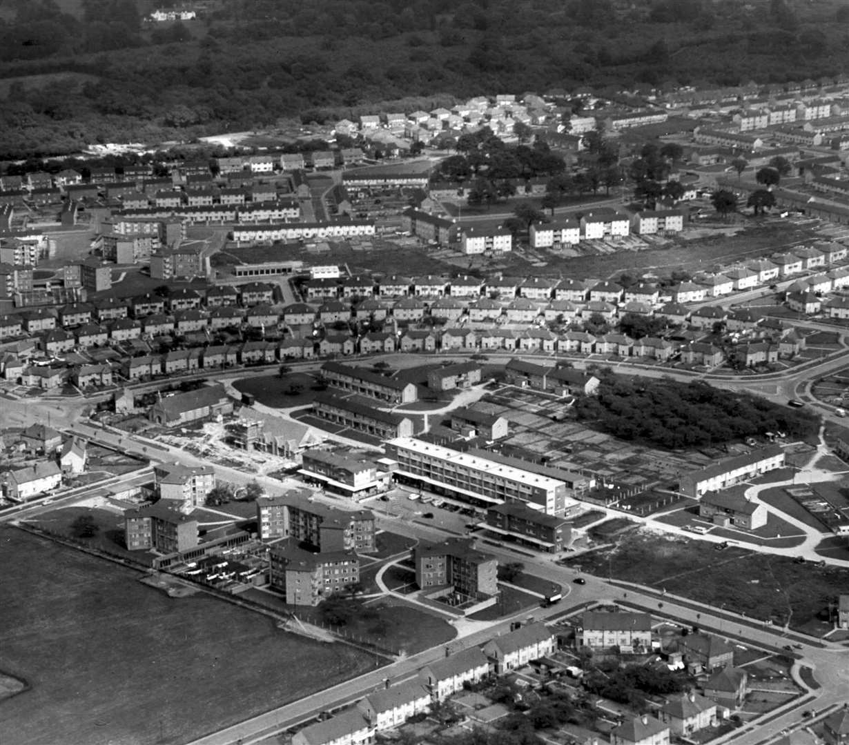 Aerial view of Shepway when it was being built