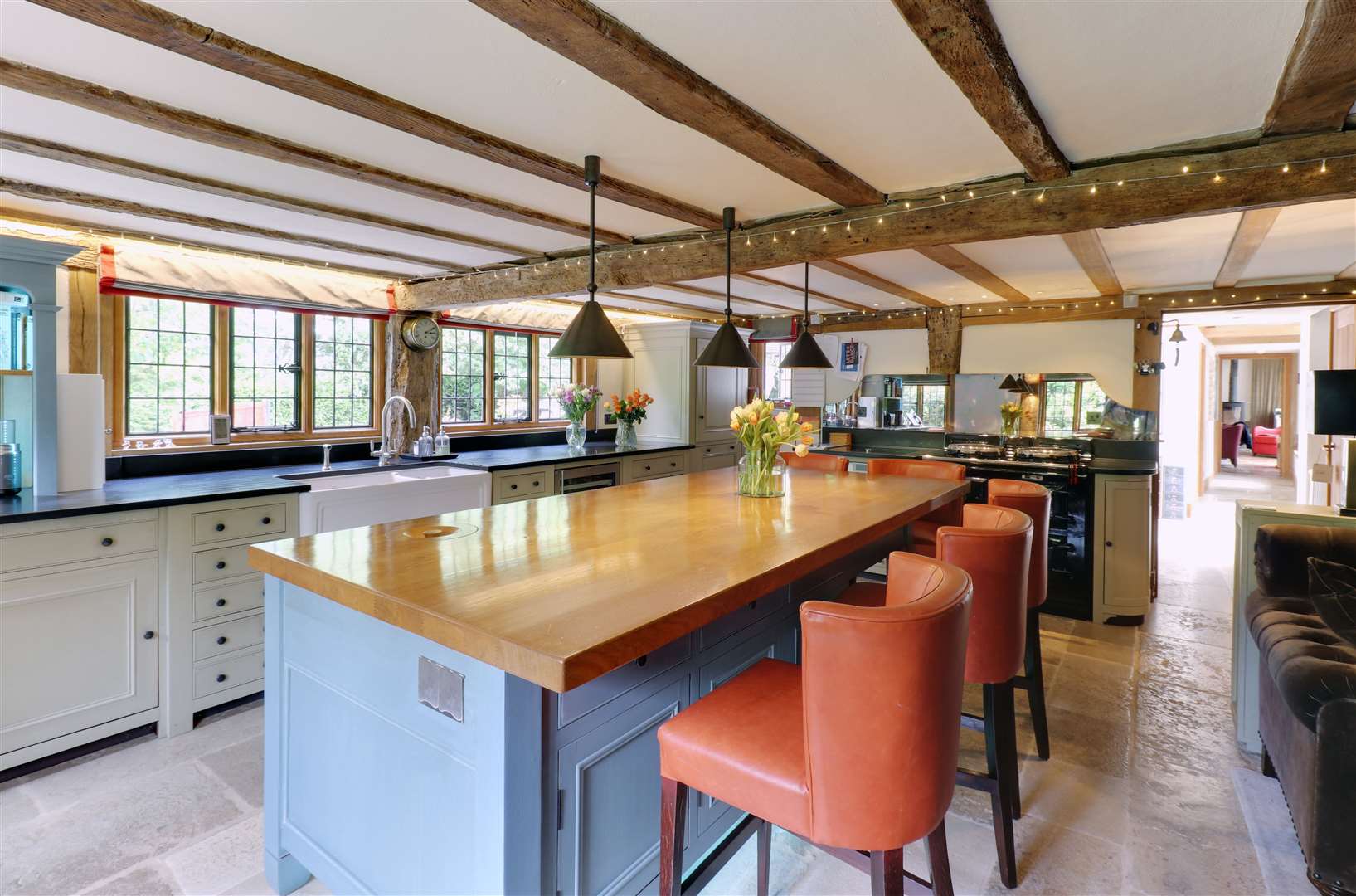 The kitchen and breakfast room has a three oven Aga and Gaggenau and Liebherr appliances. Picture: Savills