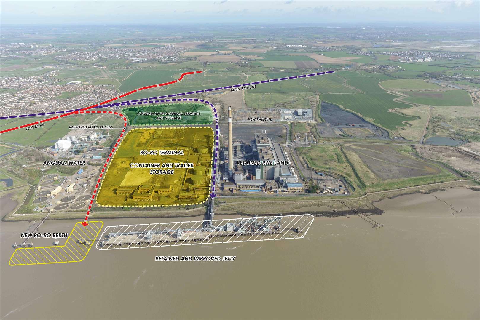An aerial view shows the proposed layout of Tilbury2