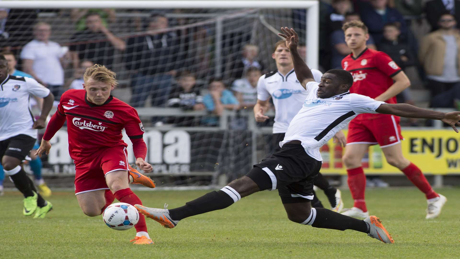 Mark Onyemah at full stretch for Dartford against Truro Picture: Andy Payton