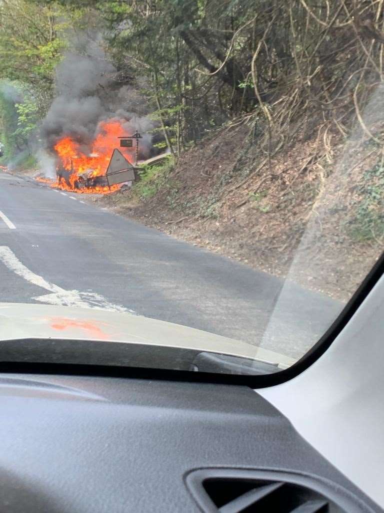 Fire crews are attending a car fire on the A227 Gravesend Road
