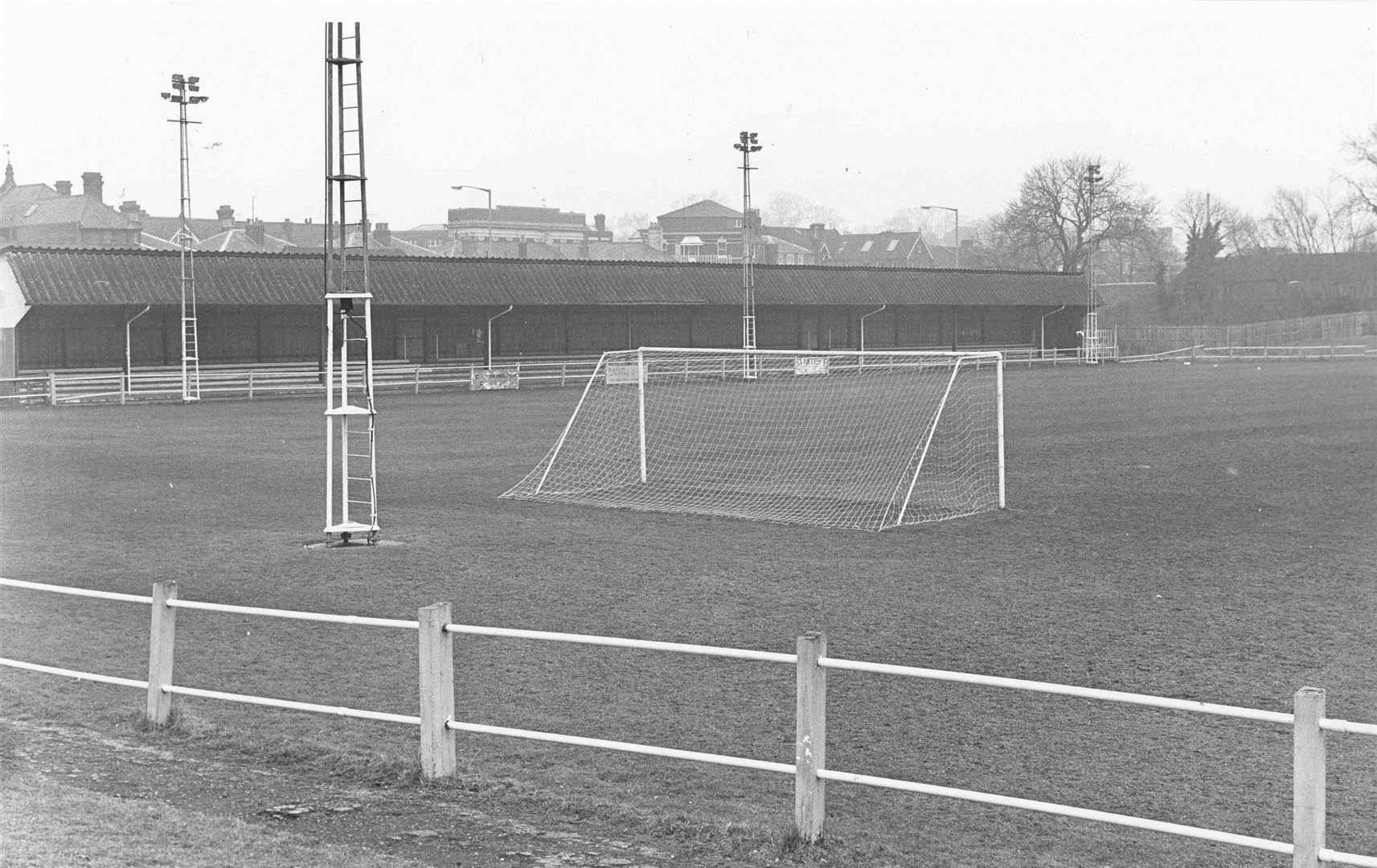 The Angel Football Ground at Tonbridge in February 1979 – it is now the site of the Angel Centre